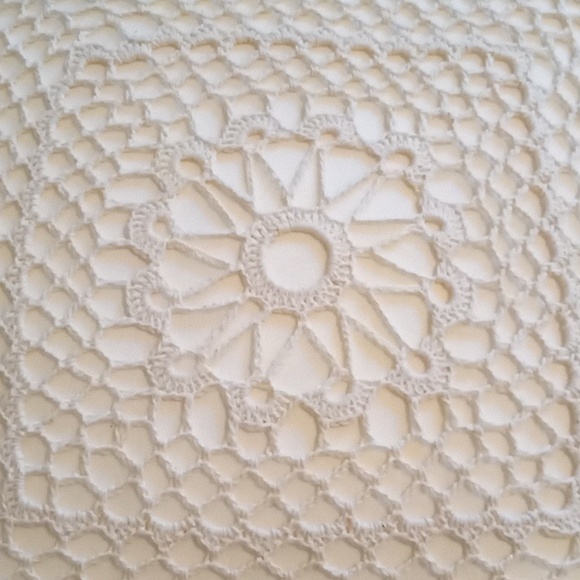 Beautiful Crochet Cream Cushion - Picture 3 of 8